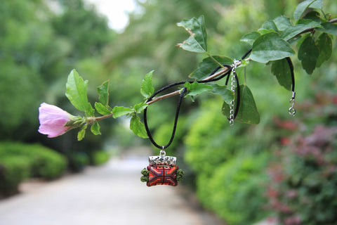 Hmong Handmade Tubular Pendant with Blak String Chain